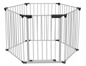 Modułowy, metalowy kojec zabezpieczający z furtką i matą dolną